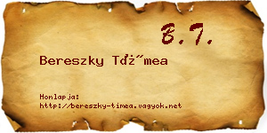 Bereszky Tímea névjegykártya